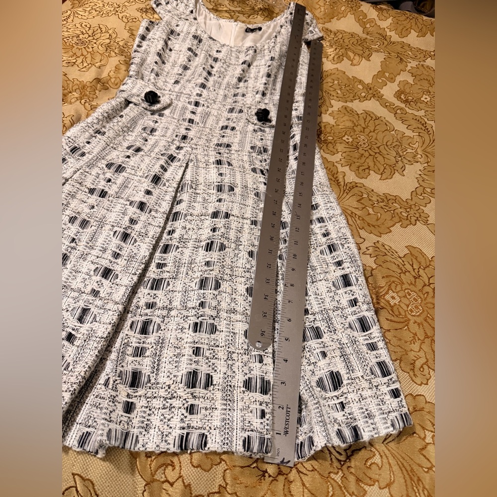 Douglas Hannant Tweed Dress/Jumper, Black/White, Designer Vintage Back Zip Sz 12 - Picture 15 of 16